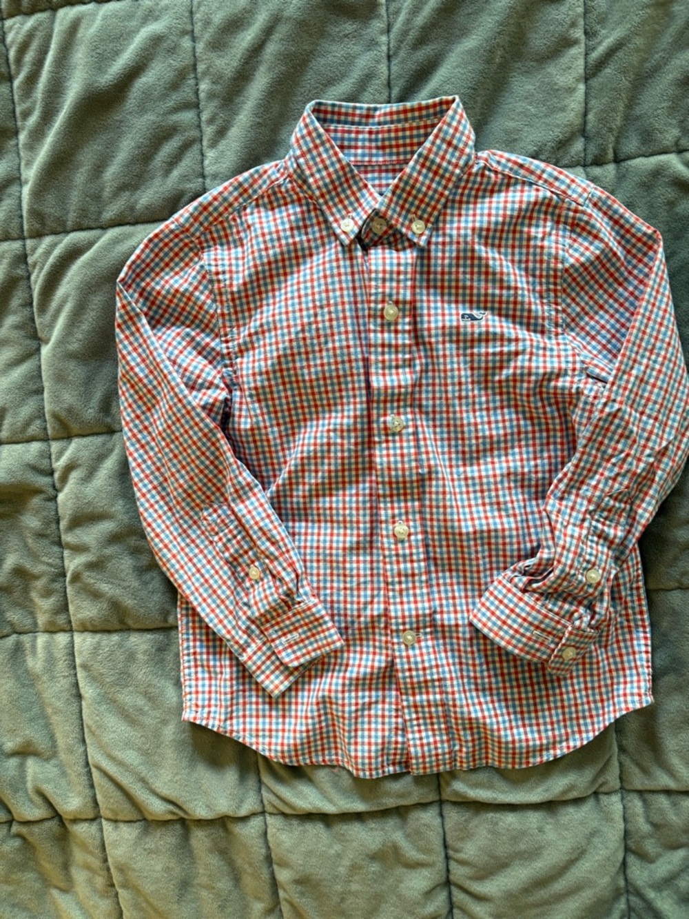 Vineyard Vines Orange & Blue Plaid Button-Down Shirt